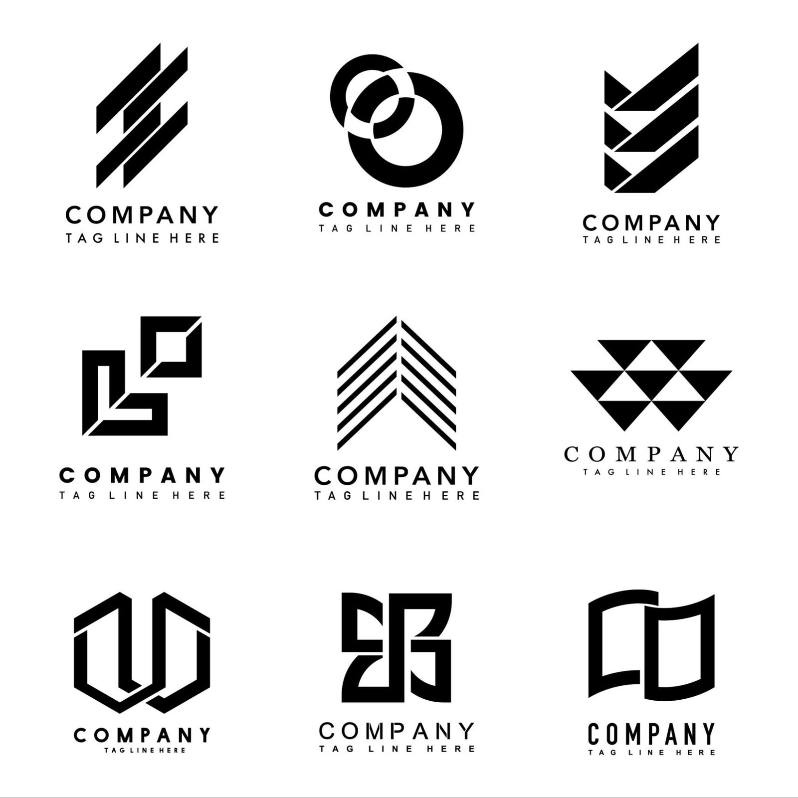Conjunto de logotipos e identidades visuais de marcas