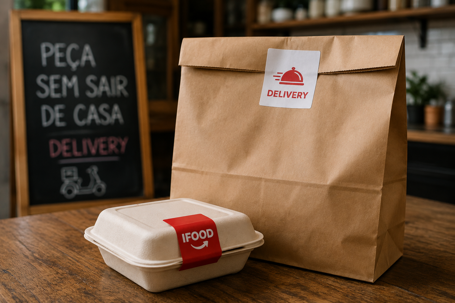 Consumidor pedindo delivery em casa